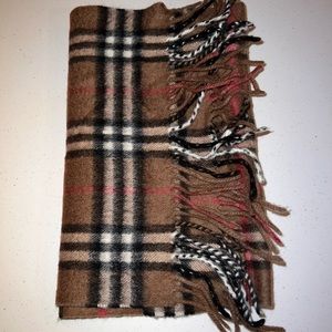 Authentic Burberry cashmere brown scarf 54*12 with fringe pre-loved